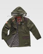 WORKTEAM S8230-L - PARKA COMBINADA, CON CAPUCHA, CON 2 BOLS VERDE-MARRON T-L